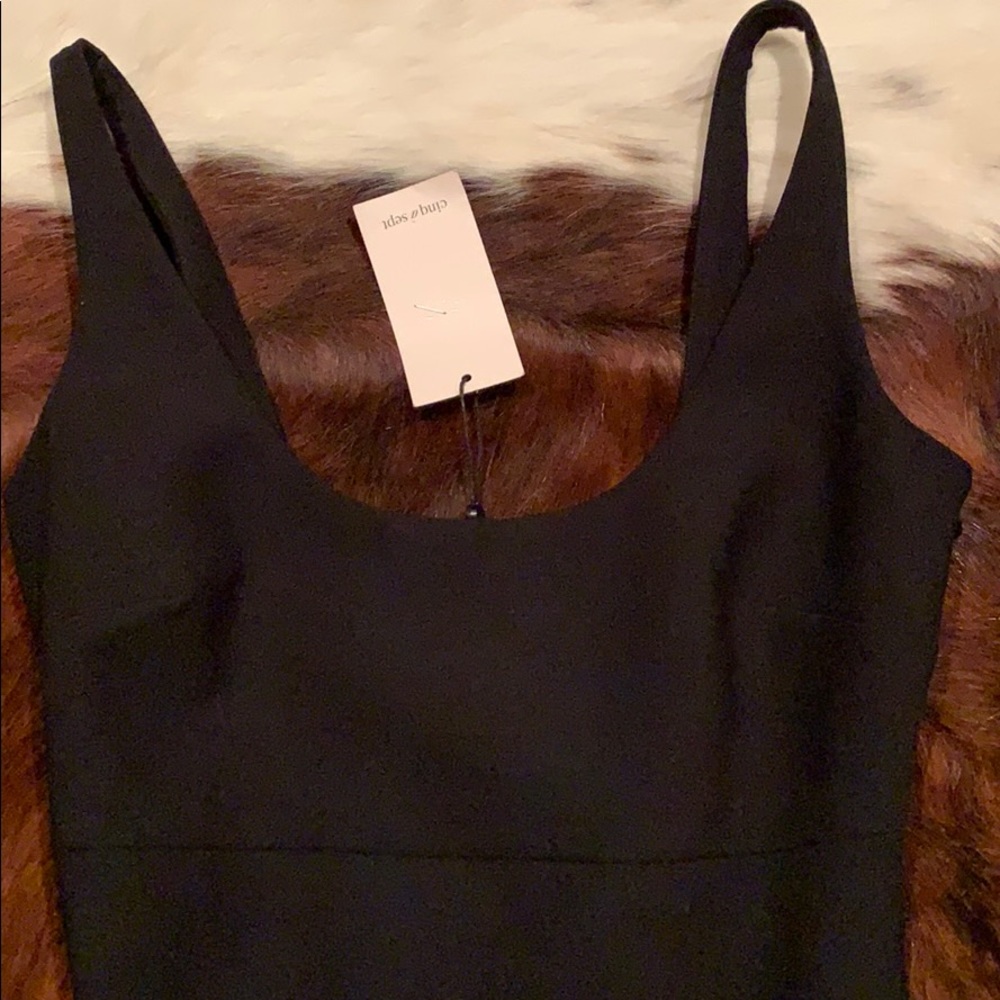 Cinq a Sept Breena Black Midi Cocktail Dress with Slit - Picture 11 of 13